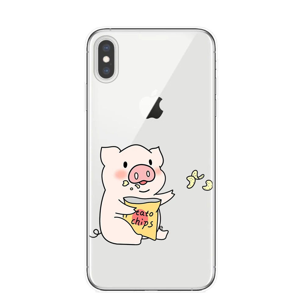 Милый чехол для телефона с рисунком поросенка iphone 6 s 8 7 plus XS Max X XR мягкий модные