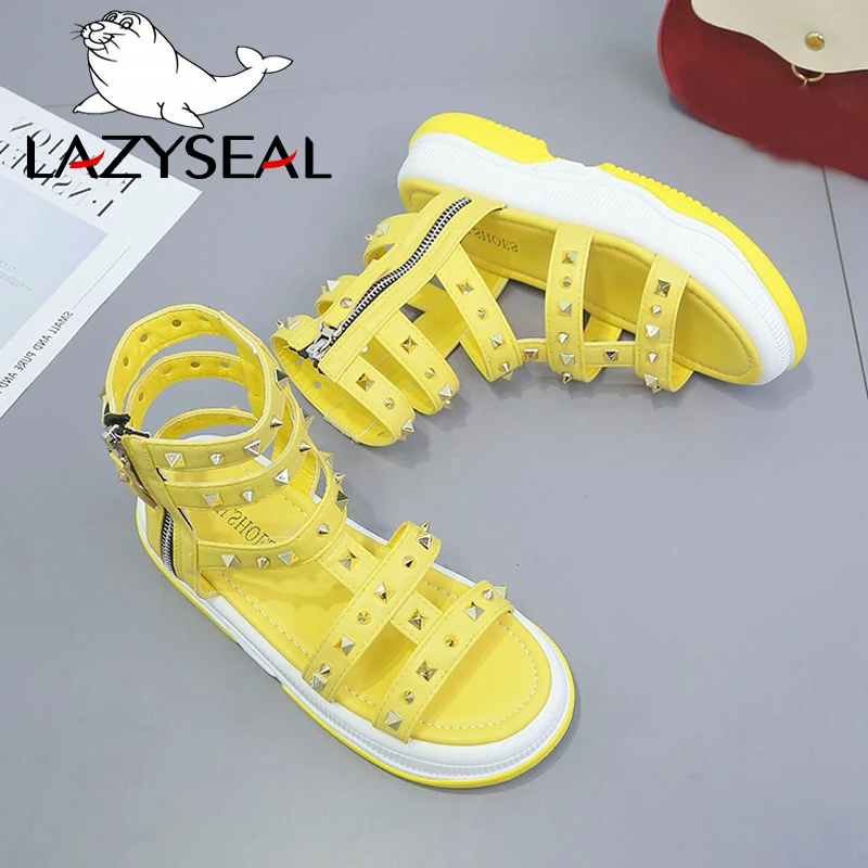 Сандалии LazySeal женские на платформе босоножки с кристаллами и стразами модная