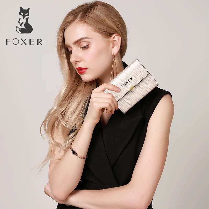 Женский короткий кошелек FOXER с кармашком для монет роскошный Дамский бумажник