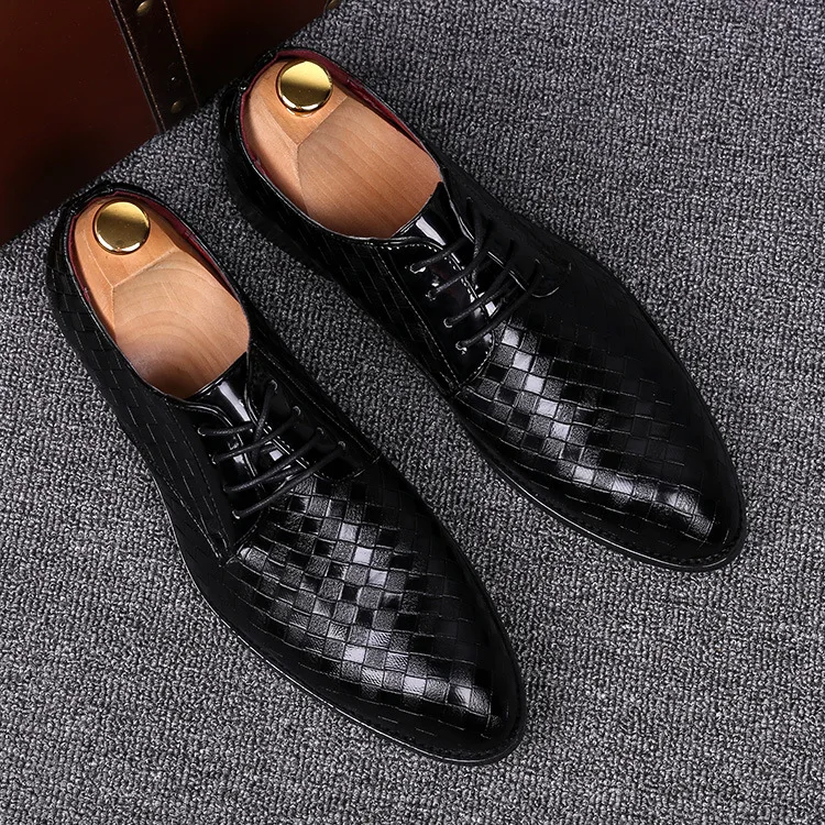 2019 Newest Men PU Knit Flat leather shoes High Quality Breathable Casual Pointed Toe Party Dress Wedding Shoes Dropshipping 48 | Обувь