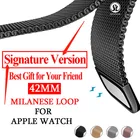 Версия для подписи ремень ремешок для часов, Миланская петля, браслет из нержавеющей стали ремешок для наручных часов Apple Watch, ремешок 42 мм Браслет fitbit заряд i watch series