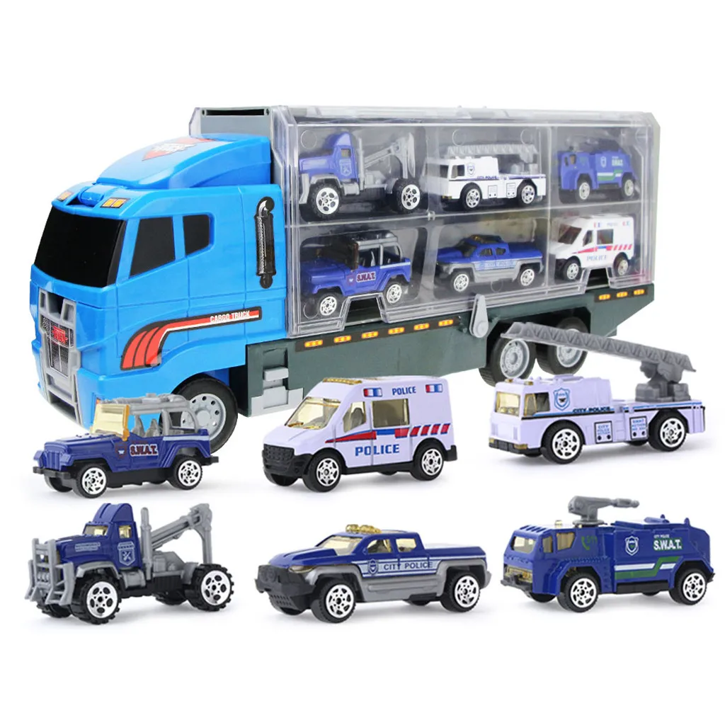 

Suitable for children's toys 7 pieces of trucks Toy car transporter boy toys (including 6 metal car toy boys great gifts) 5.29