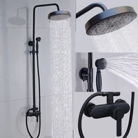 bathroom black shower set wall mounted round rainfall shower mixer tap faucet single handle bath faucet shower sets kd403
