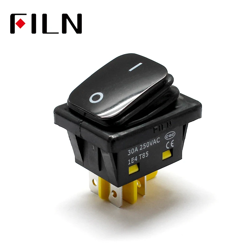 FILN 30A/250В heavy ducty on off IP67 Водонепроницаемый черный пластиковый тумблер 4 контакта