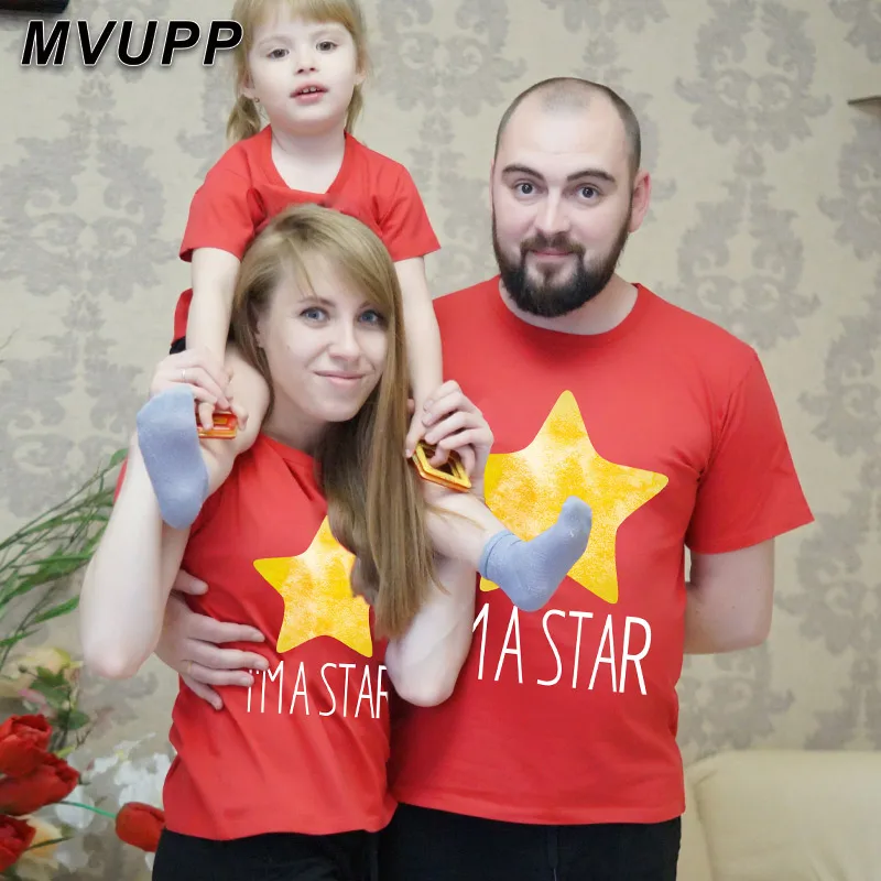 Одинаковая одежда для мамы и дочки я звезда семейная футболка отца сына матери