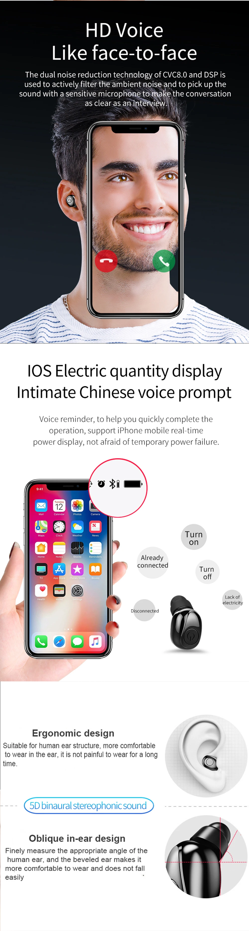 Светодиодный дисплей, стерео наушники, Bluetooth 5,0, беспроводные Bluetooth наушники, наушники, 2200 мАч, внешний аккумулятор, наушники, водонепроницаемые