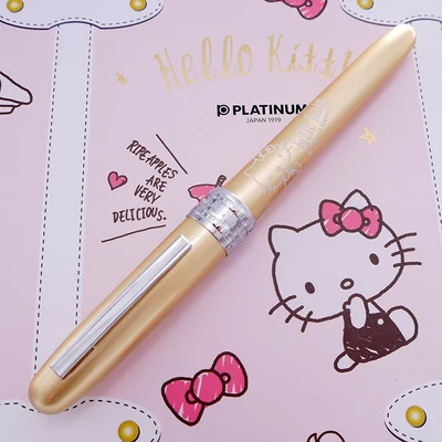 yellow Платиновый hello kitty foutain набор ручек коробка kawaii розовый девчачий PGB-1000KT - Цвет: yellow