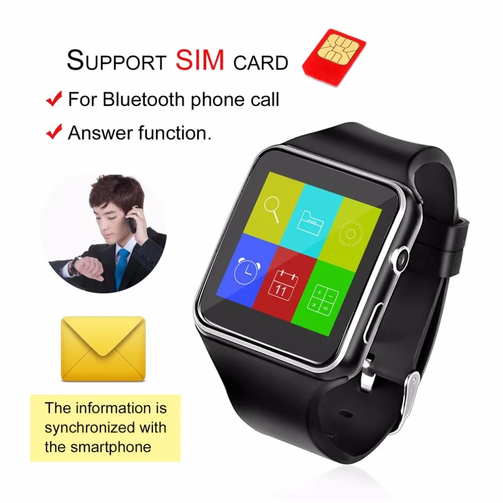 X6 Спортивные Bluetooth Смарт часы цветной экран с камерой поддержка SIM карты