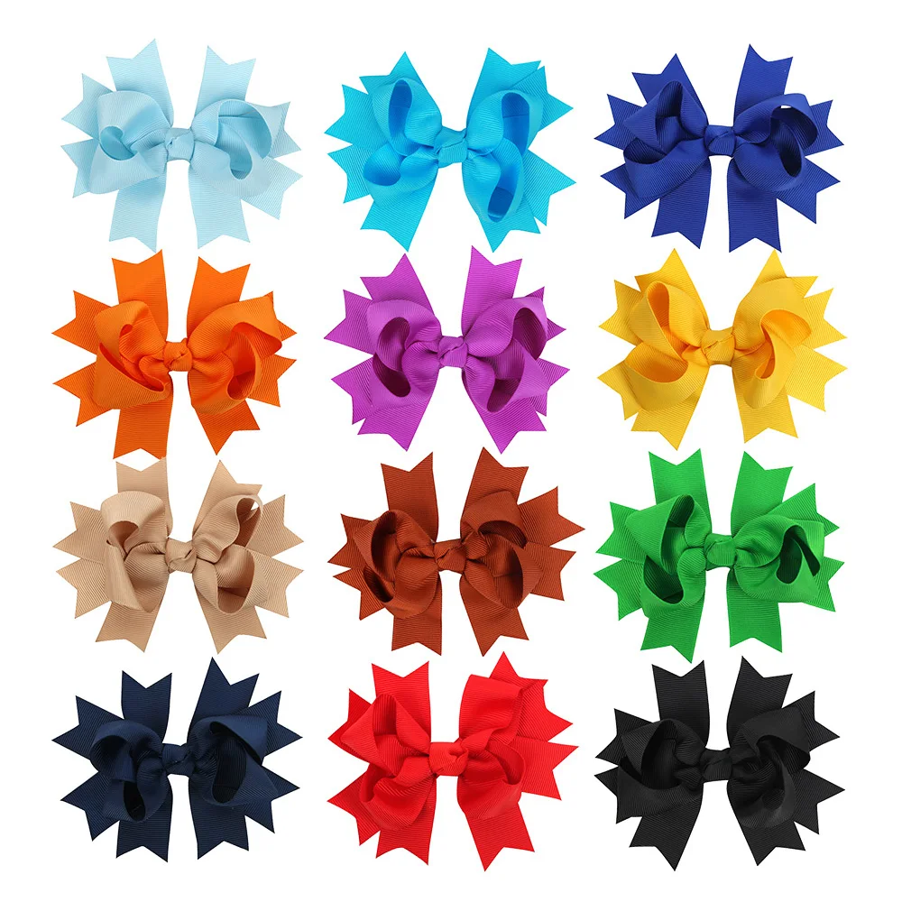 4.5&quot Children Girl Hair Clip Handcraft Big Grosgrain Ribbon Bows Alligator Clips Barrette Bowknot Toddler Accessories | Детская