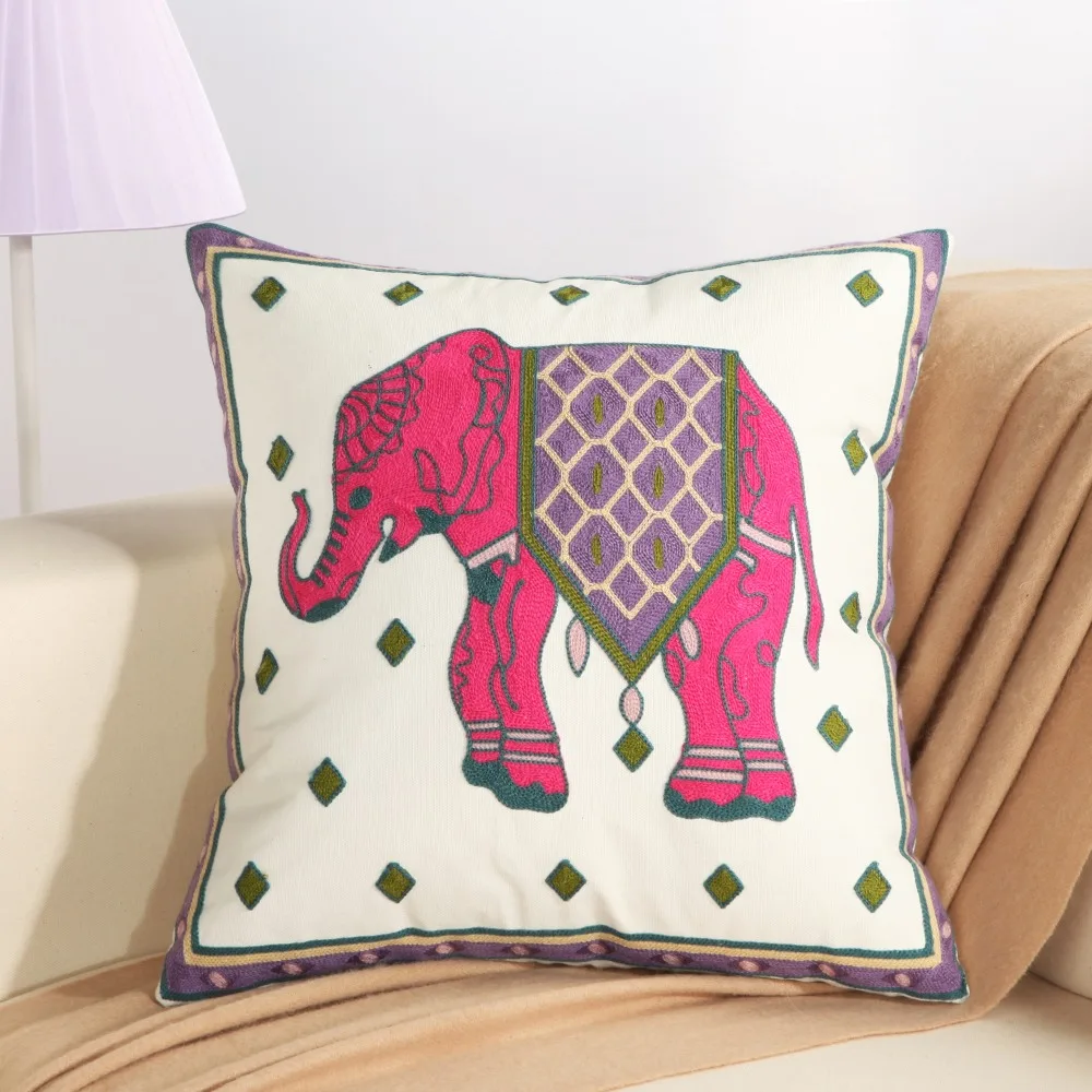 

2018 Fall Removable Cushion Cover Embroidered decorative pillows Case Pillow Cover National Wind Elephant Cushion cover 45x45cm