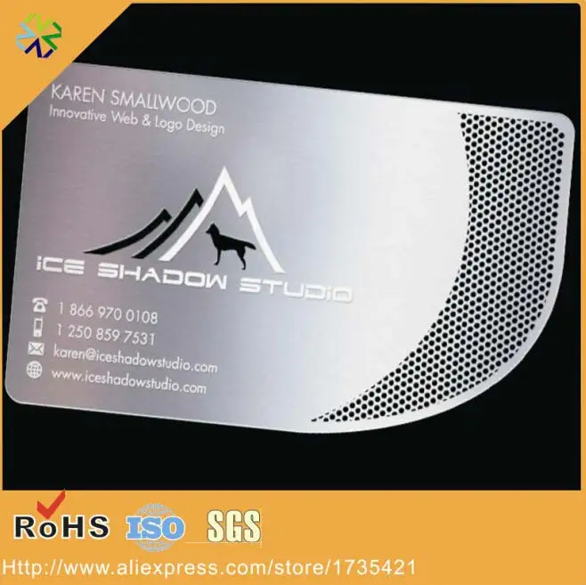 (100pcs/lot) Luxury Metal Visiting steel Business Card,cut out metal business card