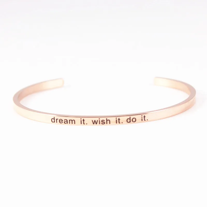Women Bracelet Of Stainless Steel Engraved Message Bracelets Personalized Positive Inspirational Bangle Drop Shipping | Украшения и