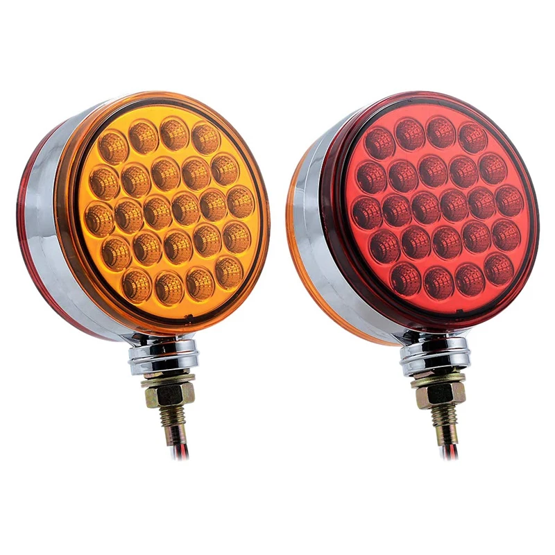 2X красный/янтарный 48 Led грузовик стоп поворот хвост шпильки двойные фары с хромированным корпусом