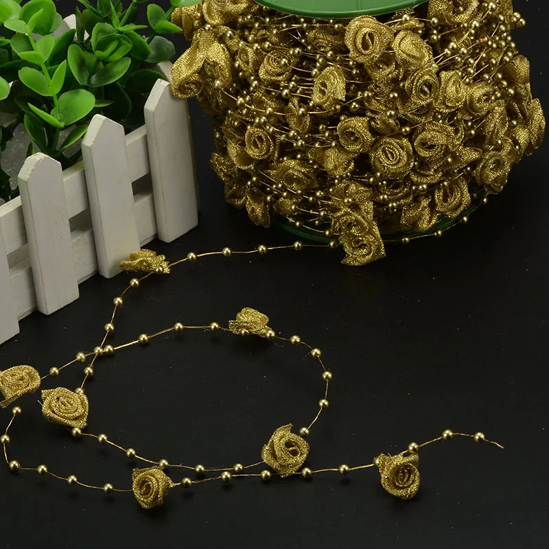 10 метров/рулон 4 мм искусственные жемчужные бусины цепочка 2 см атласная лента