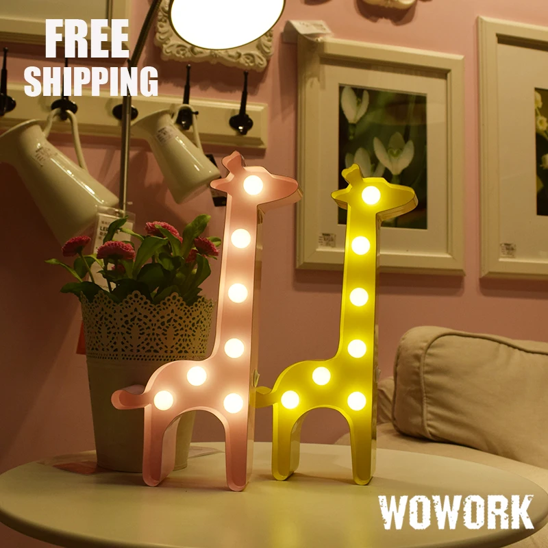 Знак светодиодной подсветкой свет 12 inch Giraffe шатер лампочки Letter Металл LED батареи