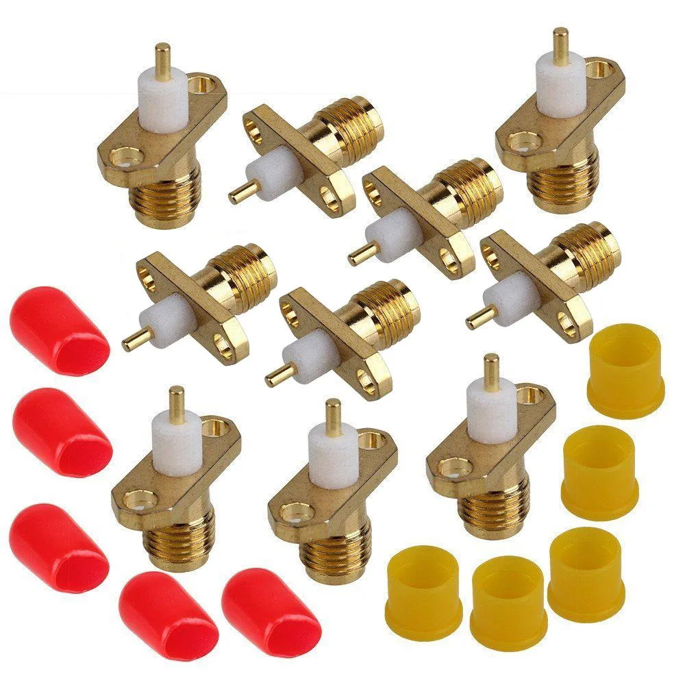 

50x SMA Female Panel Mount 2-hole Jack with Extended Dielectric RF Connector