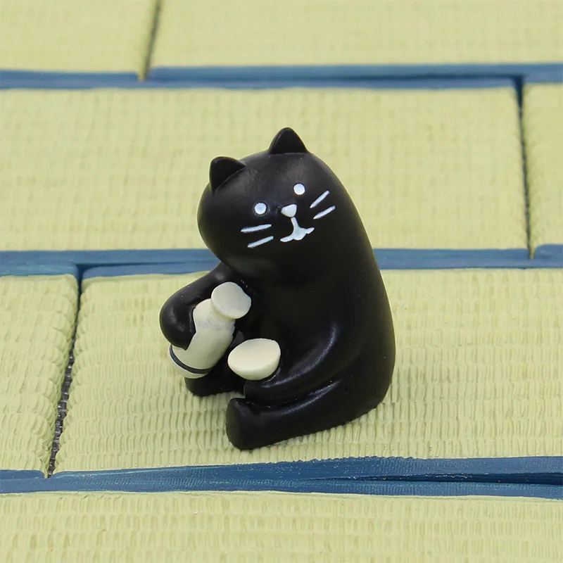 Черный кот медведь еж миниатюрная фигурка японская смола игрушка Zakka Свадебный