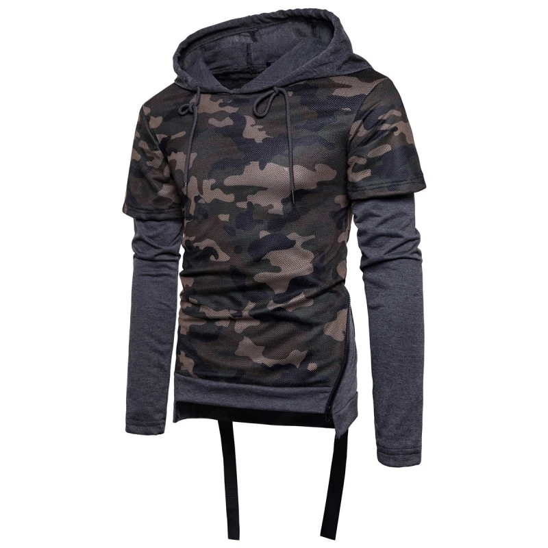 Мужские толстовки с капюшоном модные камуфляжные мужские на молнии в стиле хип