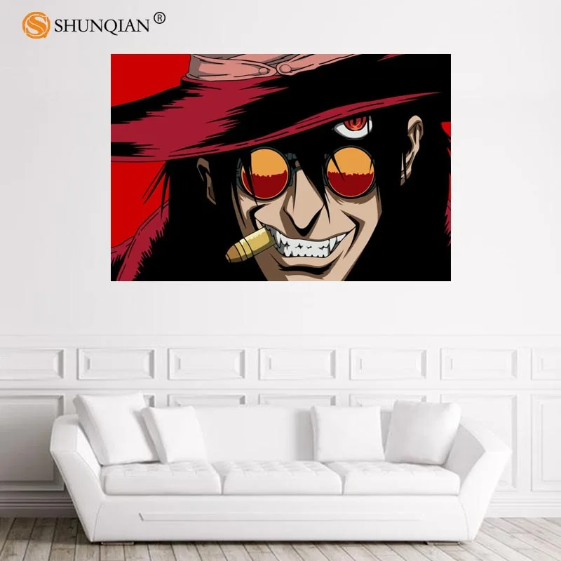 Красивый постер HELLSING атласный на заказ тканевый настенный с принтом из шелковой