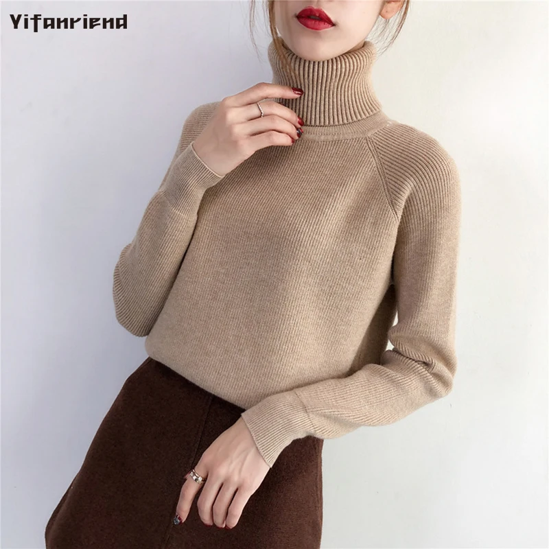 High Quality Thick Warm Turtleneck Sweater Women 2018 Autumn Winter Knitted Femme Pull Elastic Soft Pullover Solid | Женская одежда