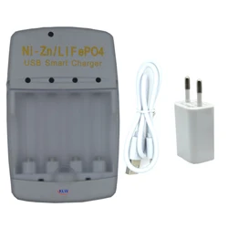 USB Cable EU charger 4 слота светодиодный дисплей смарт Ni-Zn зарядное устройство для NIZN AA AAA 1,6 в LiFePo4 16340 14500 10440 3,2 в зарядное устройство для аккумуляторов - Цвет: USB Cable EU charger