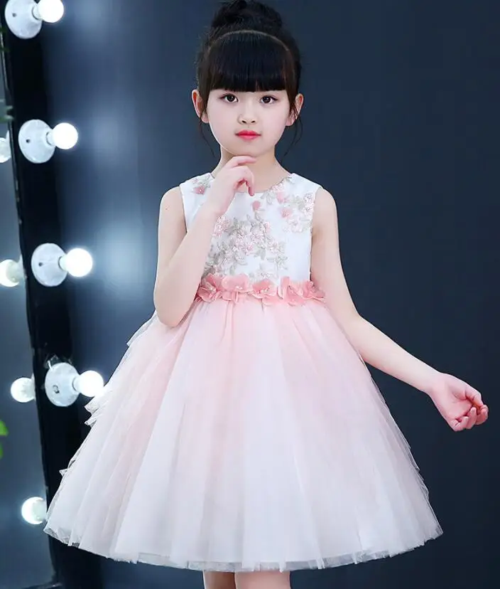 2018 летнее платье для девочек кружевное принцессы с аппликацией вечерние