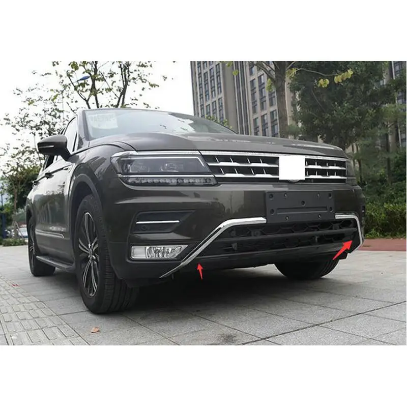 Автомобиль ABS Хром передний бампер угловой накладка 2 шт для VW Tiguan 2nd Gen