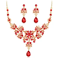 farlena hollow out leaves necklace earrings for women wedding accessory fashion crystal rhinestone bridal jewelry sets