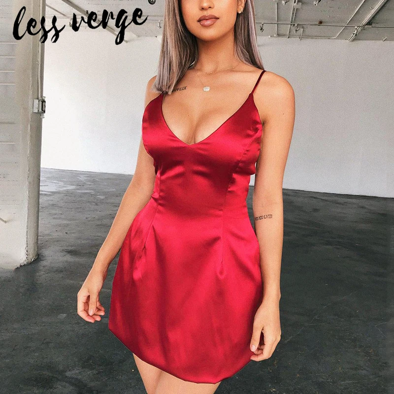 Simplee короткие пикантные красные вечерние Атласное Платье женское элегантное