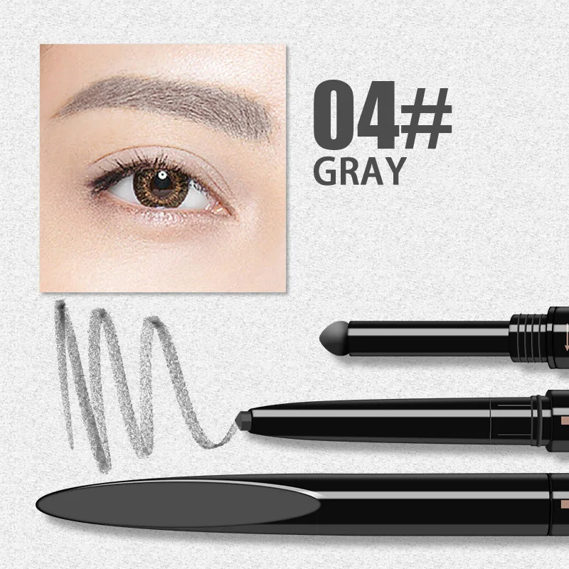 04 gray 1 шт. брендовый макияж бровей автоматический Pro Водонепроницаемый Карандаш для макияжа двойной карандаш для бровей Косметика бровей инструменты для рисования стрелок - Цвет: 04 gray