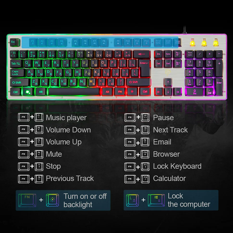 104 клавиш Игровая клавиатура EasySMX JQ901 Игровая клавиатура со светодиодной подсветкой Русский макет клавиатура Механическое ощущение за Компьютерные геймеры