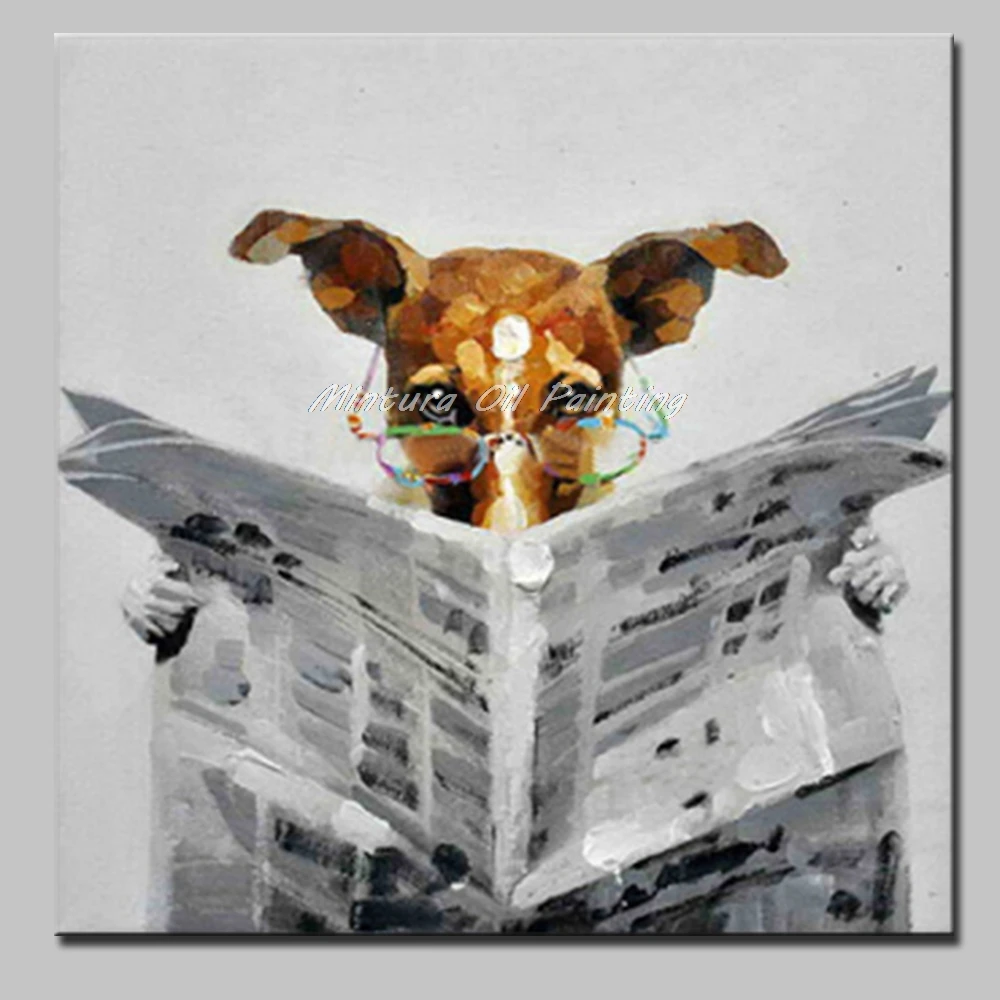 Mintura Art Ручная роспись собака животные картины маслом на холсте Абстрактная современная детская комната Ресторан картины на стену - Цвет: MT161145