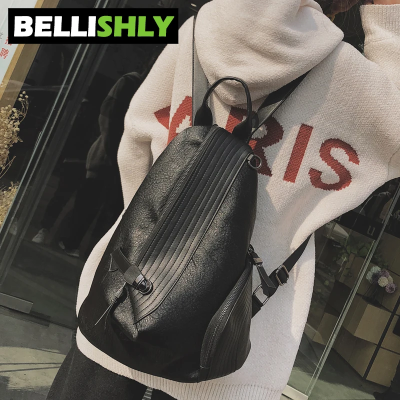Bellishly travel accessories 2019 backpack women high quality PU leather shoulder bags women's back bag school vintage mochilas | Багаж и