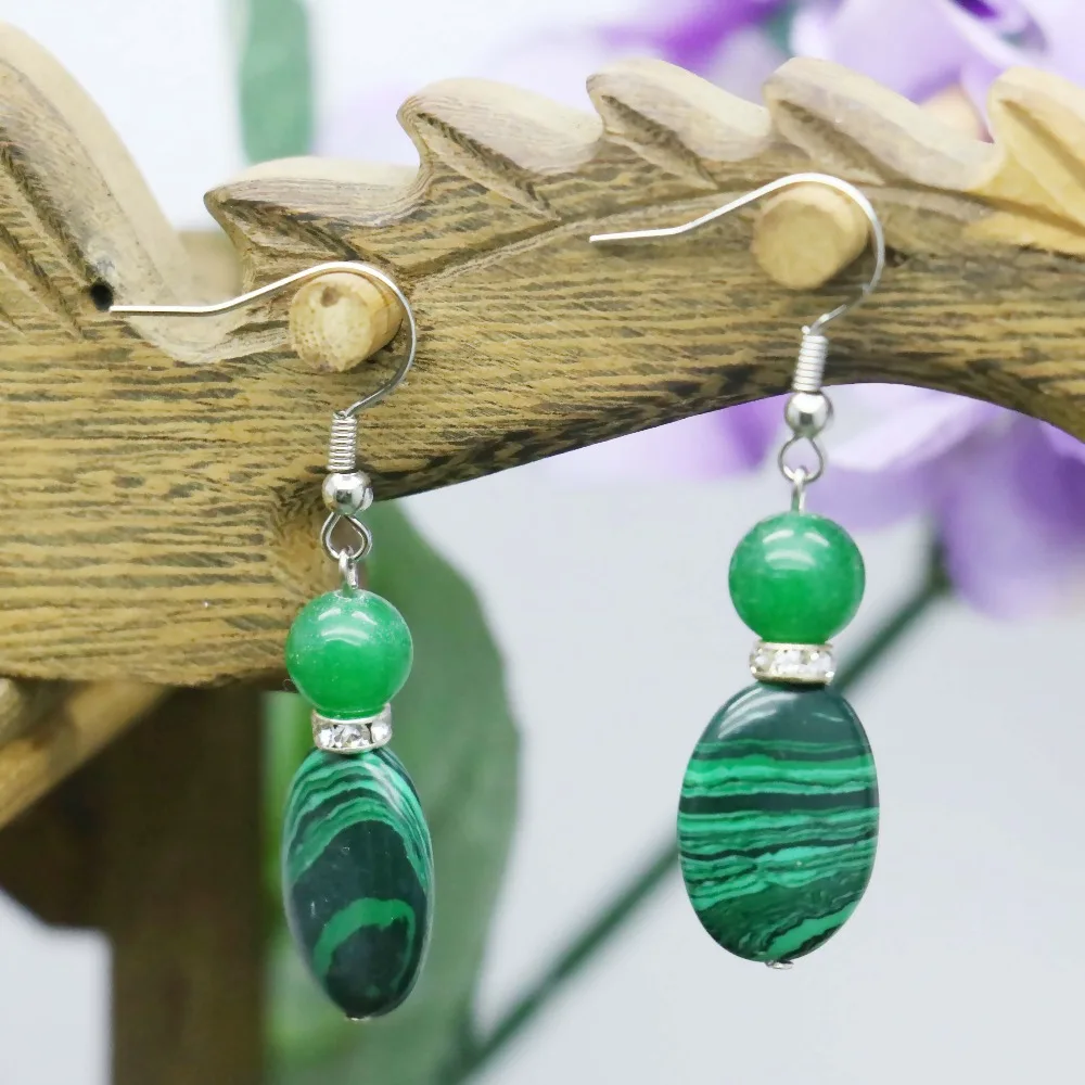 High-quality Classic Green Malachite beads Earrings as gifts for women girls Ladies accessories jewelry making Earbob Eardrop | Украшения и