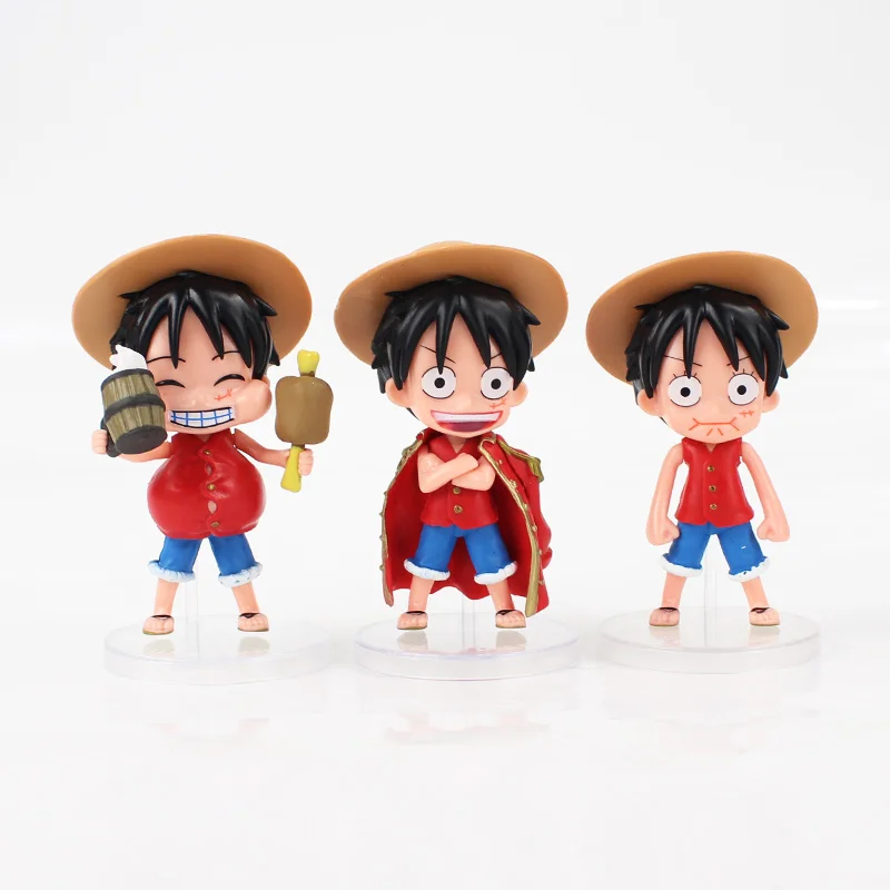 3 шт./лот 10 см Monkey D Luffy New World Q Version мини ПВХ экшн-фигурка Аниме Модель Коллекционная