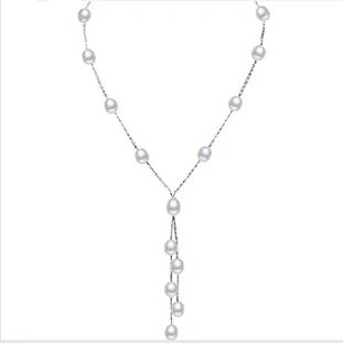 Ожерелье с натуральными жемчужинами 7-8 мм, элегантное брачное украшение с жемчужинами звездного вида, прекрасные подарки с кисточкой.