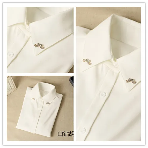 2017 Winter Warm Shirts Women's Shirt Solid Color Female Tops Blouse White Thick Business Formal NS3532 |