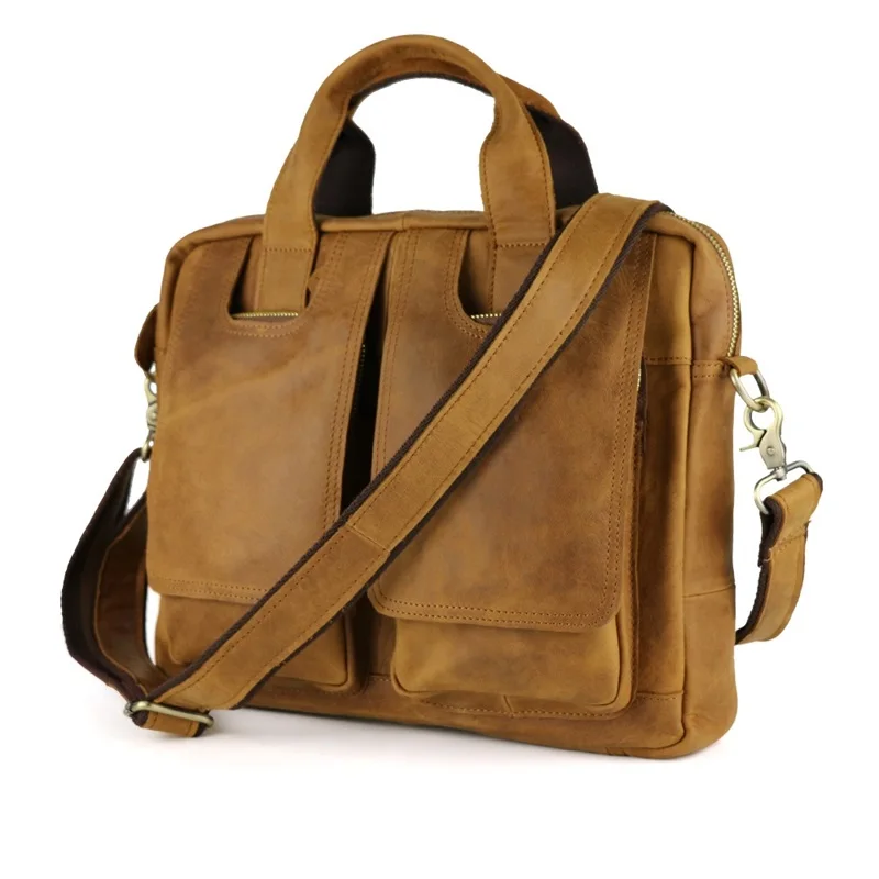 100% Genuine Leather Men Bags Crazy horse Man Handbags Laptop Business Bag Casual Shoulder Messenger Briefcase | Багаж и сумки