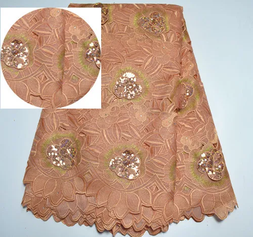 2017 Высокого Качества Африканская блестки Кружевной Ткани Водорастворимым