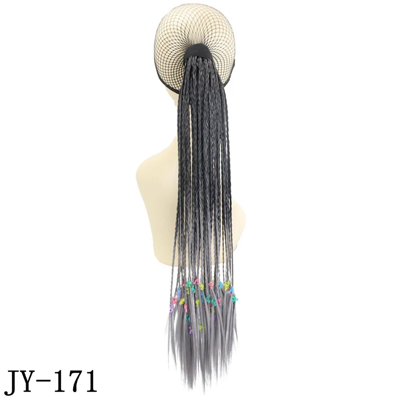 JOY& BEAUTY, Длинные прямые косички, конские хвосты, накладные волосы, 24 дюйма, черный, золотой, коричневый, 29 цветов, на заколках, синтетический конский хвост, искусственные волосы - Цвет: JY-171