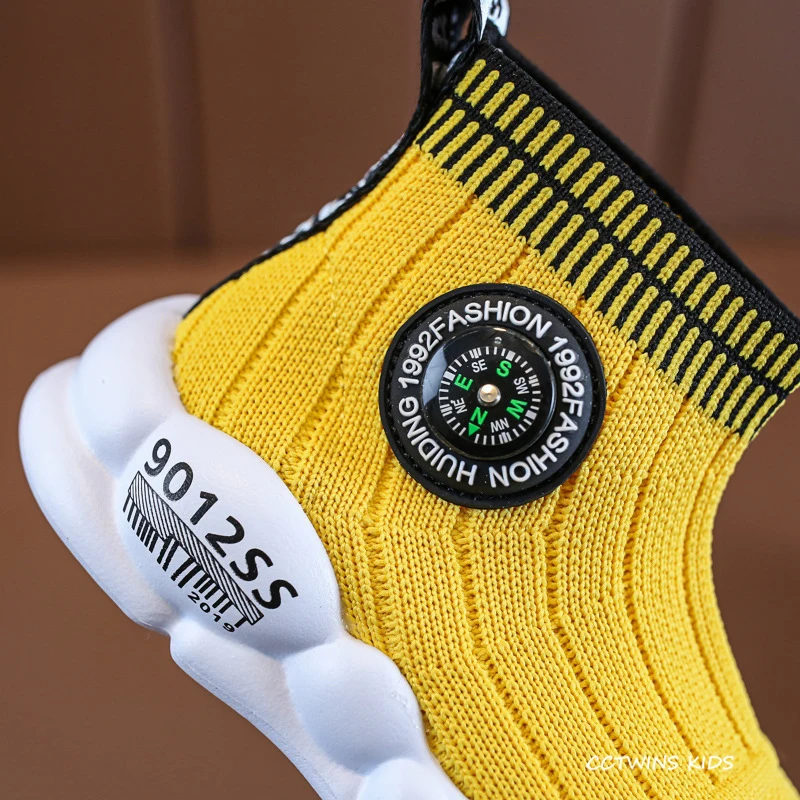 Kids Shoes Autumn Girls Fashion High Top Socks Shoes Boys Black Sports Sneakers Children Toddler Casual Trainers FH2469