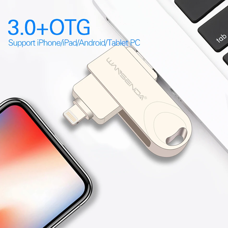 WANSENDA usb 3 0 USB флеш накопитель OTG для iPhone/Android/PC 16 ГБ 32 64 128 диск в 1 высокоскоростной