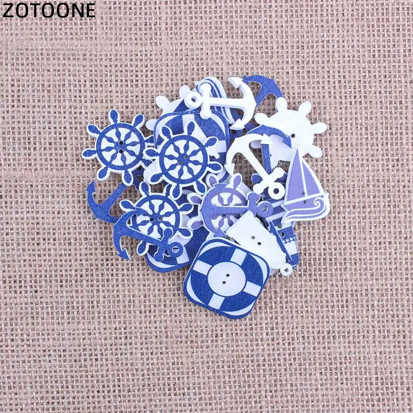 ZOTOONE1 50PCS микс 2 отверстия печать синяя навигация деревянные кнопки Детские