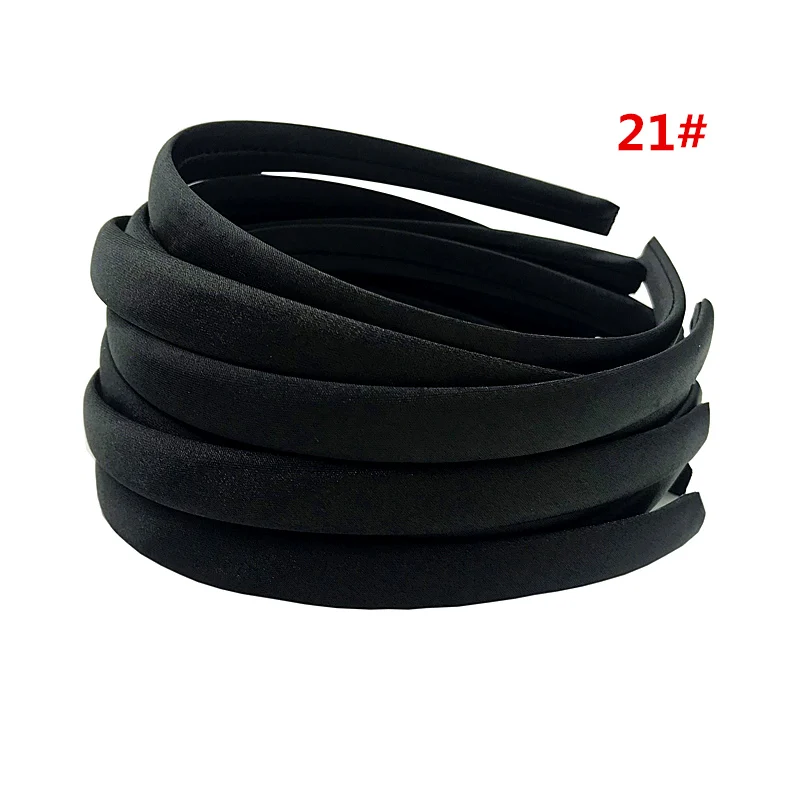 21 Black 23 шт./лот, 15 мм, 23 Цвета, однотонная цветная атласная ткань, покрытая полимерной лентой, лента для волос для взрослых и детей, повязка на голову для девочек, аксессуары для волос DIY - Цвет: 21 Black