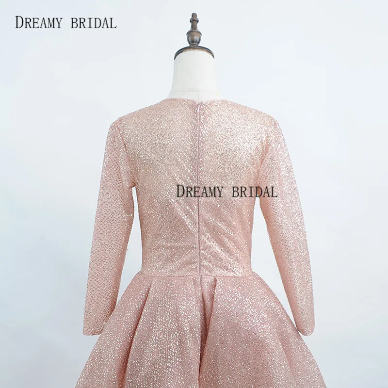 Dreamy Bridal Rose вечерние платья золотистого цвета Блестящий Sparking Robe De Soiree с длинными рукавами глубокий v-образный вырез торжественные платья под заказ