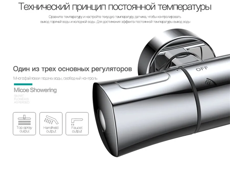 MICOE душевой набор Термостатический смеситель для душа хромированный кран корпус медный литой кран 5 режимов сопла