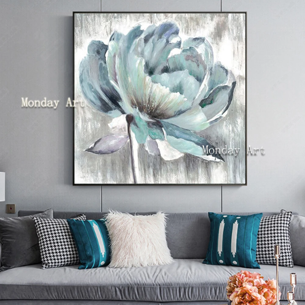 Картина на холсте большой ручной цветок картина маслом настенное художественное