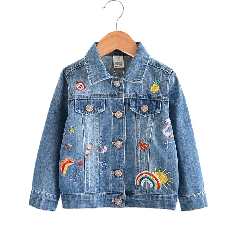 Fashion Girls Jackets And Coats Unicorn Embroidery Boys Denim Coat Kids Jackets Spring Autumn Denim Jackets For Children Coat