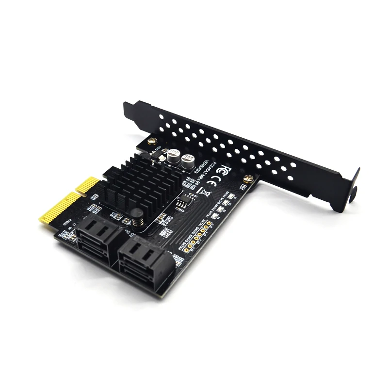 Черный 4 порта SATA III 6 Гбит/с PCI Express raid контроллер карты PCI-e для SATA адаптер/конвертер с теплоотвод плата адаптера расширения - Цвет: Черный