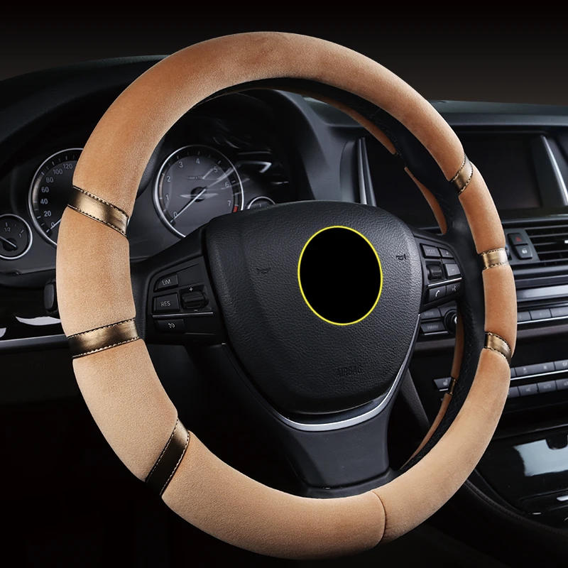 Короткая плюшевая автомобильная оплетка руля с подогревом меховая зимой 15